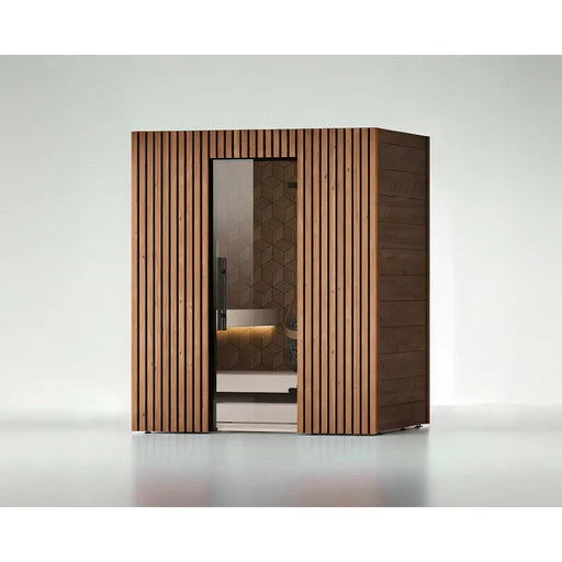 Leil® Saunas Como 4-180 Innensauna für 4 Personen mit vertikalem Holzdesign und Glastür