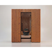 Leil® Saunas Como 4-180 Innensauna für 4 Personen mit vertikalen Holzleisten, Glastür und Saunaofen