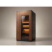 Leil® Viva 120 kompakte Gartensauna 1 Person von Leil® Saunas mit Holzverkleidung und beleuchteter Quarzbank