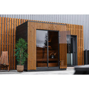 Leil® Viva 210 Gartensauna 4 Personen mit Liege von Leil® Saunas mit Holzverkleidung im modernen Garten