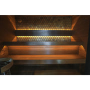 Leil® Viva 250 Gartensauna Innenraum mit Holzbänken und LED-Beleuchtung von Leil® Saunas