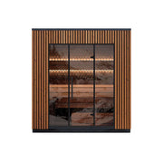Leil® Viva 250 Gartensauna 4 Personen XL mit Glasfront von Leil® Saunas, modernes Design mit Holzverkleidung und großer Glasfront