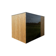 Nordik Wellness Signature L - Premium-Gartensauna für Familien mit Holzverkleidung und großem Fenster