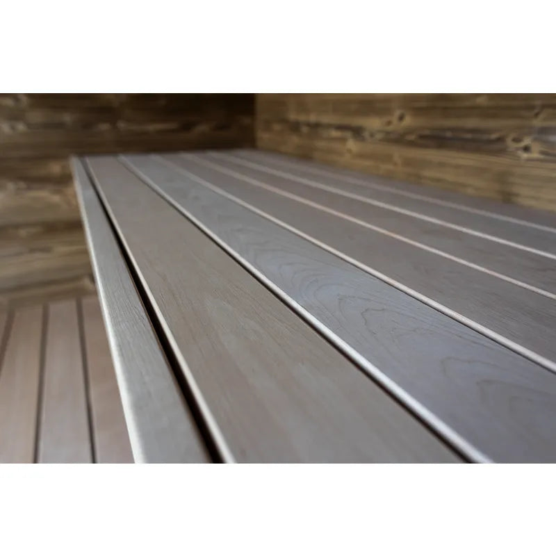 Nordik Wellness Signature L Premium-Gartensauna Holzbänke Detailaufnahme