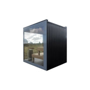Nordik Wellness Signature M - Kompakte Luxus-Gartensauna mit schwarzem Metallrahmen, großem Fenster und Holzinnenausstattung