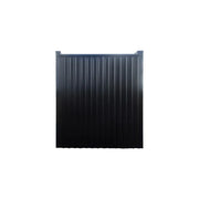 Nordik Wellness Signature M Kompakte Luxus-Gartensauna mit schwarzer Wellblechverkleidung und Seitenpaneelen