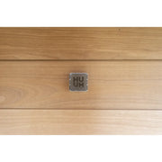 Nordik Wellness Signature M - Kompakte Luxus-Gartensauna Holzoberfläche mit Steuerungsmodul