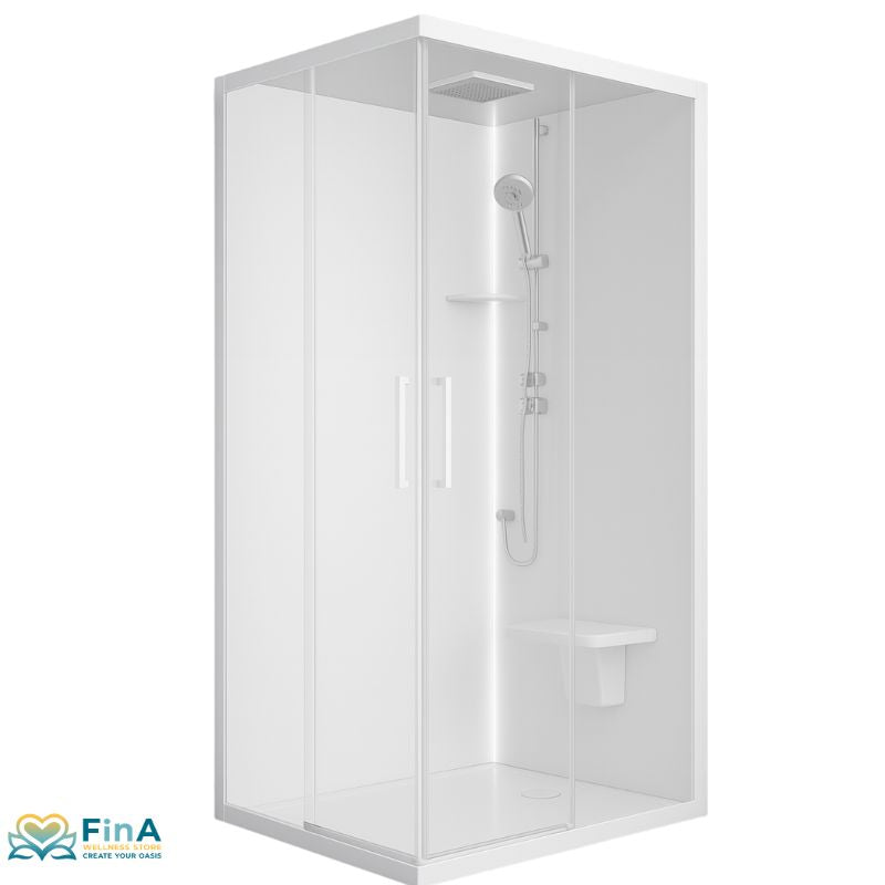 Novellini Glax 1 2.0 A Komplettdusche in Weiß Matt – harmonisches Erscheinungsbild mit dezenten Konturen und integrierter Dampf- und Duschfunktion