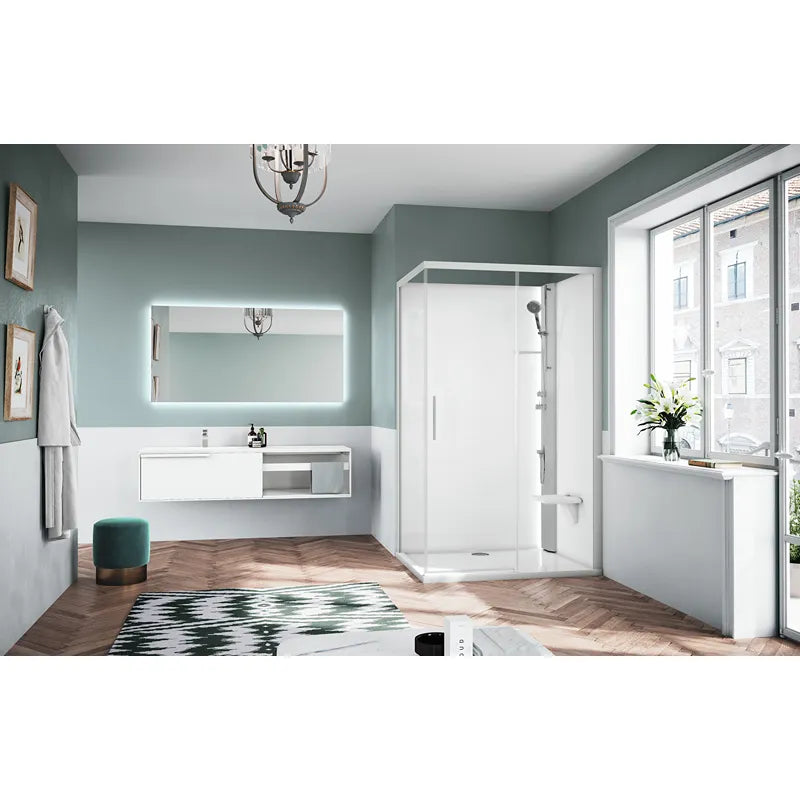 Novellini Glax 1 2P steam shower - Sliding door with fixed panel & side panel