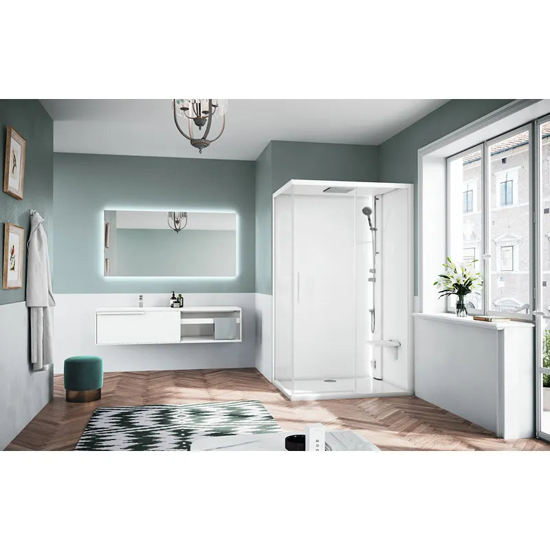 Novellini Glax 1 2P steam shower - Sliding door with fixed panel & side panel