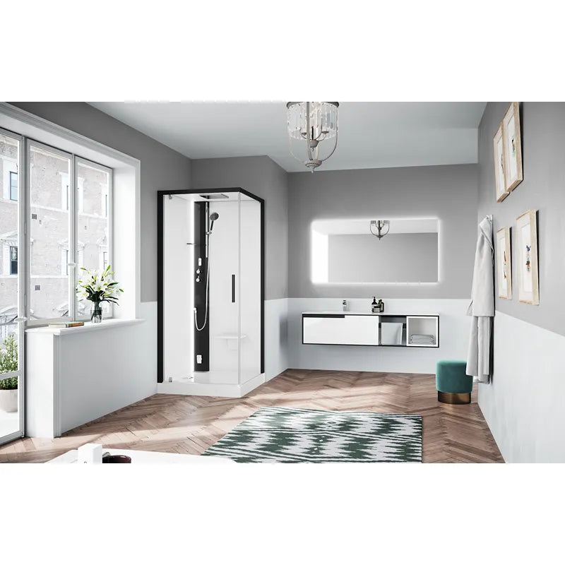 Novellini Glax 1 G+F steam shower - Swing door & side panel