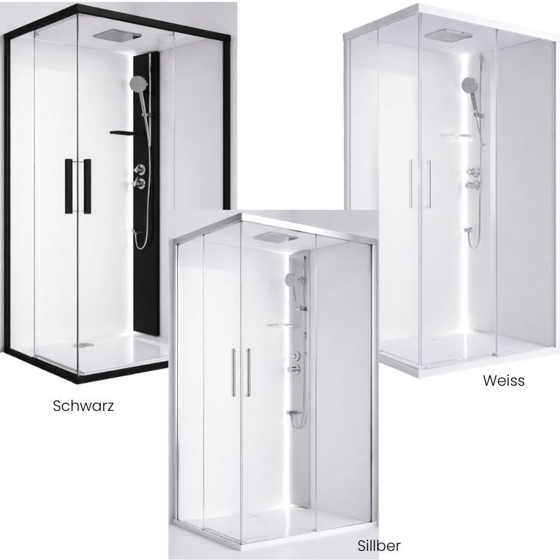 Novellini Glax 1 Dampfdusche Farbvarianten Schwarz Weiss Silber