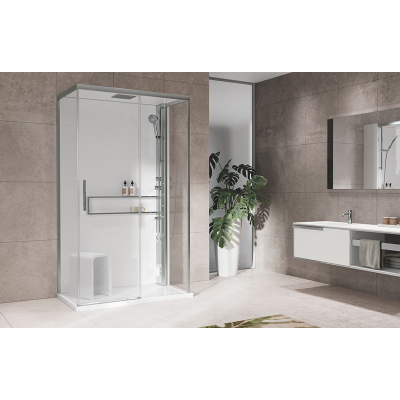 Dampfdusche Novellini Glax 2 2P+2F mit Aromafunktion, Massagedüsen und Klappsitz in modernem Design