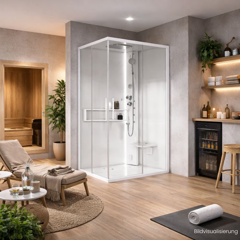 Novellini Glax A Dampfdusche im privaten Wellnessbereich mit Sauna