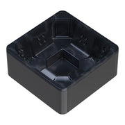 Schwarzer quadratischer Outdoor-Whirlpool Novitek M-0 von oben, mit integrierten Düsen an den Innenwänden und zentralem Wasserauslass, 210x210 cm für 7 Personen.