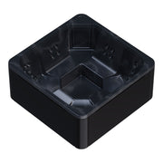 Quadratischer schwarzer Outdoor-Whirlpool Novitek M-0 von oben, mit integrierten Düsen an den Seitenwänden und gepolsterten Sitzflächen für 7 Personen, Abmessungen 210x210x98 cm
