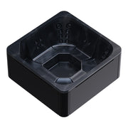Novitek M-0 Outdoor Whirlpool in Schwarz, quadratisches Design mit Massagedüsen an den Innenwänden, Platz für 7 Personen