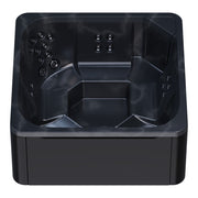 Novitek M-0 Outdoor Whirlpool in Schwarz von oben, Draufsicht mit Massagedüsen und Sitzplätzen für 7 Personen