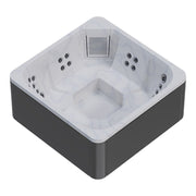 Novitek M-0 Outdoor Whirlpool in Weiß und Anthrazit mit Massagedüsen und Kopfstütze, Draufsicht