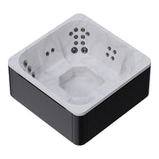 Novitek M-0 Outdoor Whirlpool in Weiß und Schwarz mit Massagedüsen an allen vier Seiten, Ansicht von oben