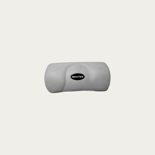 Novitek Nackenkissen lang in grauer Farbe mit ergonomischem Design und seitlichen Wölbungen, ideal als Kopfstütze für Whirlpools
