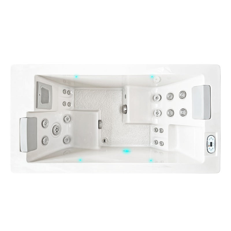 Passion Spas Serene 2 Outdoor Whirlpool Draufsicht mit zwei Sitzplätzen und integrierten Massagejets