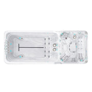 Passion Spas Dynamic Swim Spa Draufsicht, integrierter Schwimmbereich mit Trainingsmarkierungen