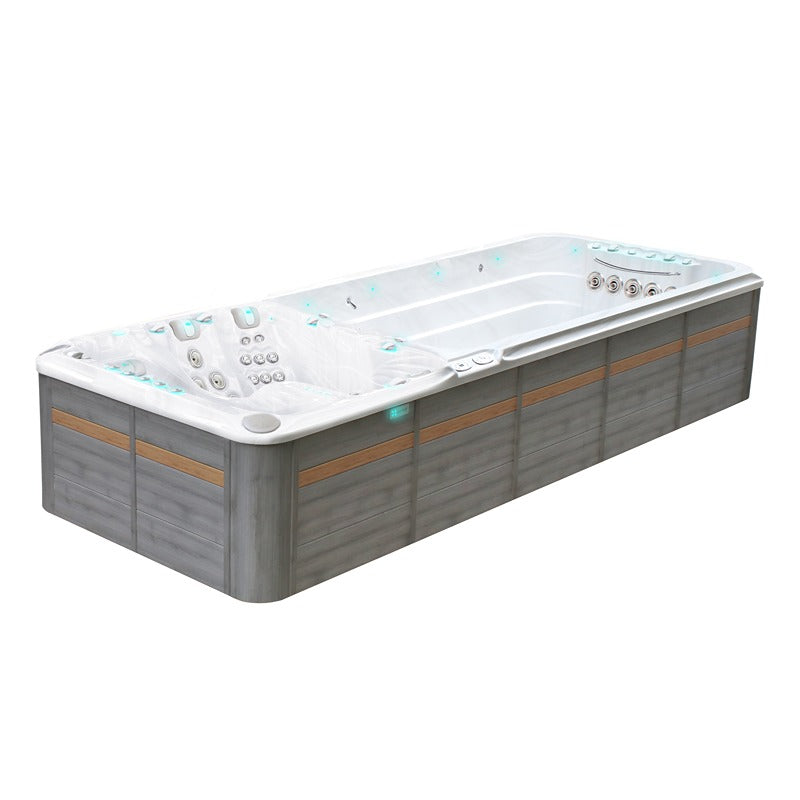 Passion Spas Energy Swim Spa Seitenansicht, kompakter Swim Spa für Fitness und Entspannung