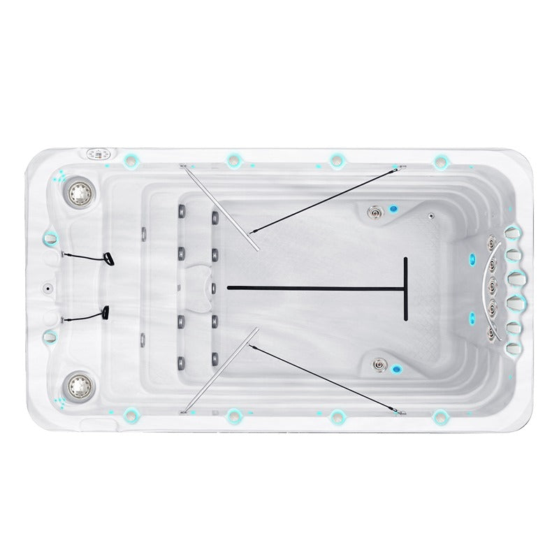 Passion Spas Fitness 1 Swim Spa Draufsicht, kompaktes Trainingsbecken mit Gegenstrom