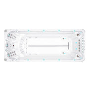 Passion Spas Activity 2 Swim Spa mit klar strukturierter Schwimmzone und Gegenstromanlage – Draufsicht.