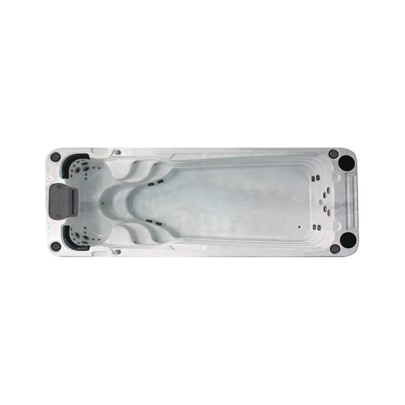 Passion Spas Aquatic 2 Swim Spa für 2 Personen Draufsicht mit Massagedüsen und ergonomischen Sitzplätzen
