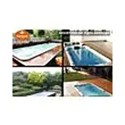 Passion Spas Aquatic 3 Deep Swim Spa für 8 Personen in verschiedenen Gartensituationen mit blauem Wasser