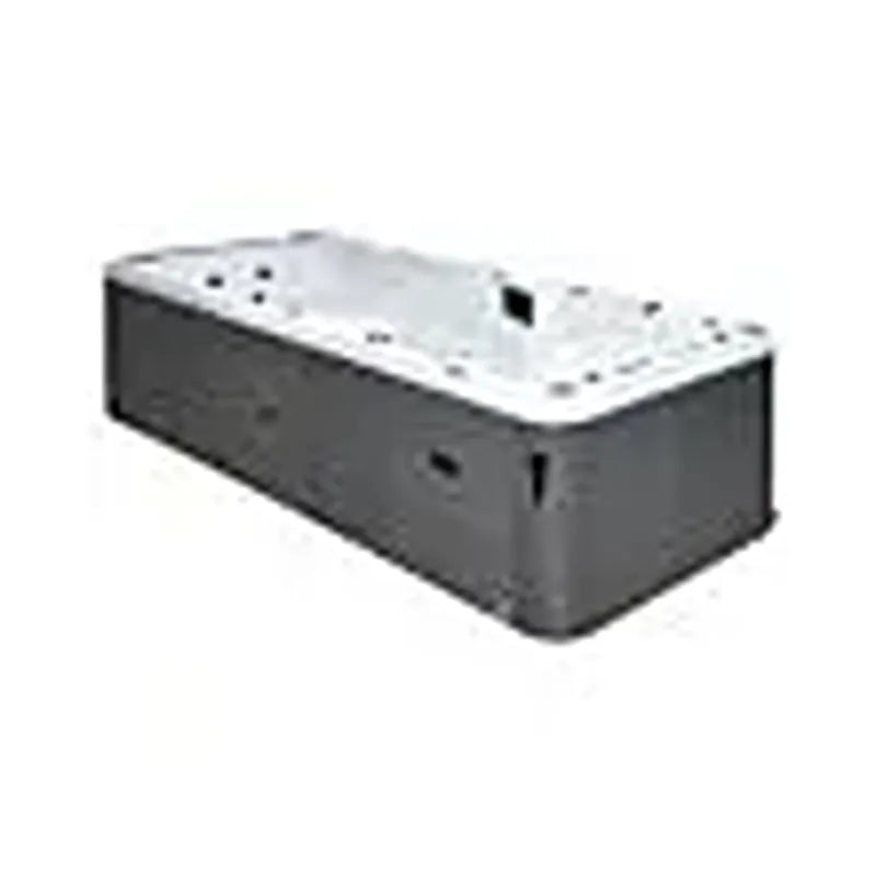 Passion Spas Aquatic 5 Swim Spa für 4 Personen mit weißer Oberseite und dunkelgrauem Gehäuse