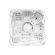 Top-View des Passion Spas Delight Whirlpools mit Massagejets und LED-Licht