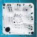 Passion Spas Devotion Spa Whirlpool für 5 Personen in eleganter Draufsicht – luxuriöses Design mit mehreren ergonomischen Sitzen und Aqua Rolling Massage-System