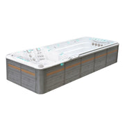 Passion Spas Energy Swim Spa freigestellte 3D-Ansicht mit integrierter Gegenstrom-Schwimmzone und Hydromassagesitzen