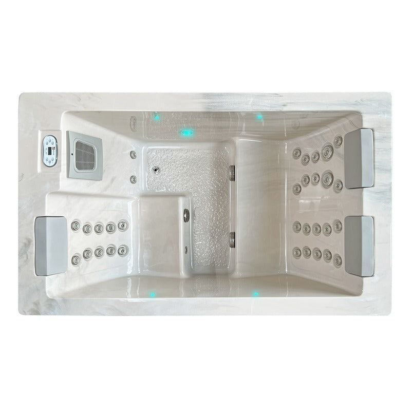 Passion Spas Serene 3 Outdoor Whirlpool Draufsicht mit ergonomischen Sitzplätzen und klarer Linienführung