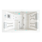 Passion Spas Serene 3 Outdoor Whirlpool Draufsicht mit drei Sitzplätzen und integrierten Massagejets