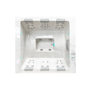 Passion Spas Serene 6 Outdoor Whirlpool Seitenansicht mit heller Holzoptik und umlaufender LED-Beleuchtung