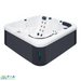 Modern gestalteter Refresh Whirlpool von Passion Spas mit LED-Eckleuchten und ergonomischen Sitzen in eleganter Acryl-Optik