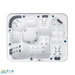  Repose Whirlpool von Passion Spas in Draufsicht – 6 ergonomische Plätze mit 62 Massagedüsen, LED-Beleuchtung und Acrylwanne mit Fina Branding