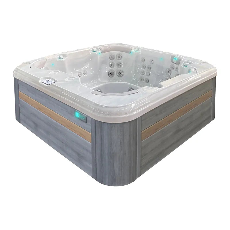 Hochwertige Materialien und klare Designsprache des Spa Resettle Outdoor Whirlpools