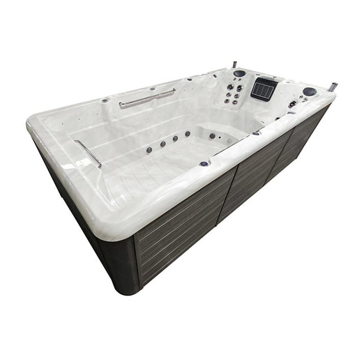 Gesamtansicht des Platinum Spas Eros Pro Swimspa – stilvolles Design mit Sitz- und Schwimmbereich für ganzheitliches Wellnesserlebnis