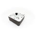 Whirlpool Platinum Spas Happy Deluxe – schräge Seitenansicht mit sichtbarer Steuerung und Massagedüsen