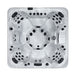 Draufsicht auf den Platinum Spas Palermo Luxury Hot Tub mit symmetrischem Layout, 61 Massagedüsen und ergonomischen Sitzplätzen für bis zu 6 Personen.