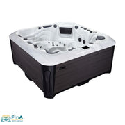 uxus-Whirlpool „Santorini“ von Platinum Spas – für 6 Personen mit 52 Massagedüsen, integriertem Lounger und moderner LED- & Bluetooth-Ausstattung