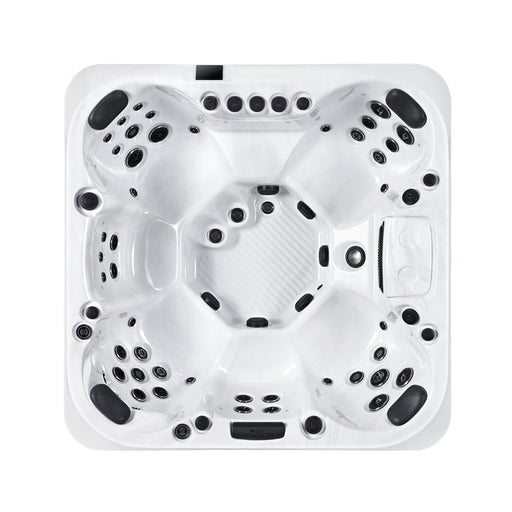 Draufsicht auf den Platinum Spas Sicily Hot Tub – großzügiger Whirlpool mit sieben ergonomischen Sitzplätzen und 50 kraftvollen Massagedüsen.
