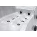 Detailansicht der ergonomischen Liegefläche im Platinum Spas Titan Swim Spa mit gezielt positionierten Massagedüsen für Rücken, Beine und Waden.