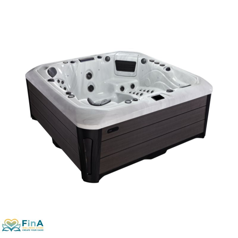Tokyo Premium Hot Tub von Platinum Spas mit Lounge-Liege und 89 Massagedüsen – Whirlpool für 6 Personen in modernem Design