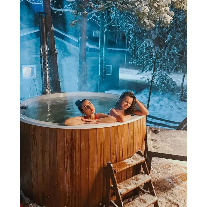 Polar Spa Elite 180 Outdoor Badefass mit integriertem Holzofen für 2-4 Personen